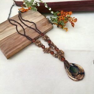 Women Necklace Jewelry 16 to 19 Inch Length Blown Glass Pendant Costume Fashion